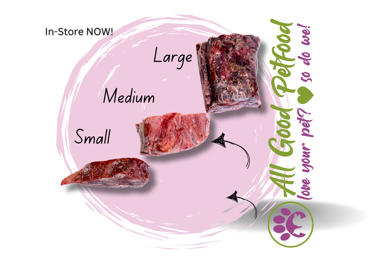 Natura Raw Veal Neck Bones SML in 1kg  bags/ IN STORE ONLY