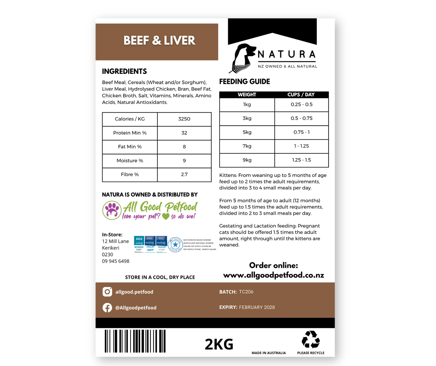 SALE 10% OFF Natura Beef & Liver Cat Food
