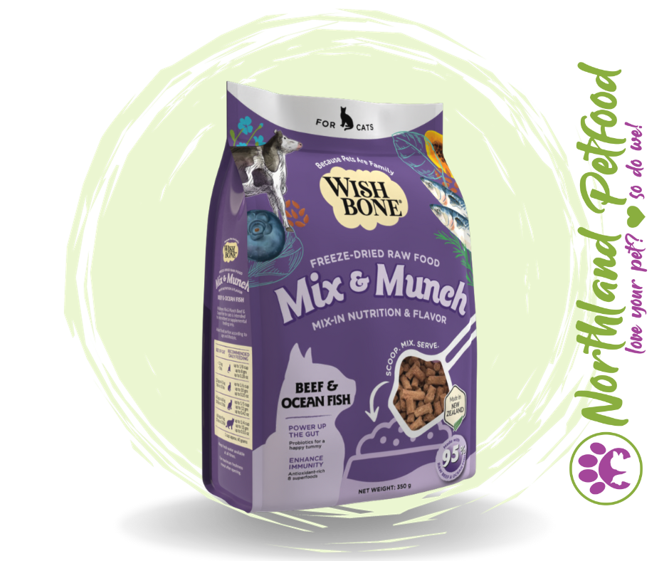 SALE -- 20% OFF -- Mix & Munch Beef and Ocean Fish Freeze-Dried Raw Food Toppers for Cats 350g*