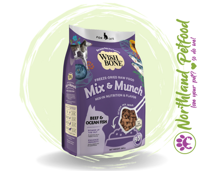 SALE -- 20% OFF -- Mix & Munch Beef and Ocean Fish Freeze-Dried Raw Food Toppers for Cats 350g*